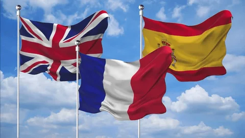 bandiere Francia, Spagna, Inghilterra