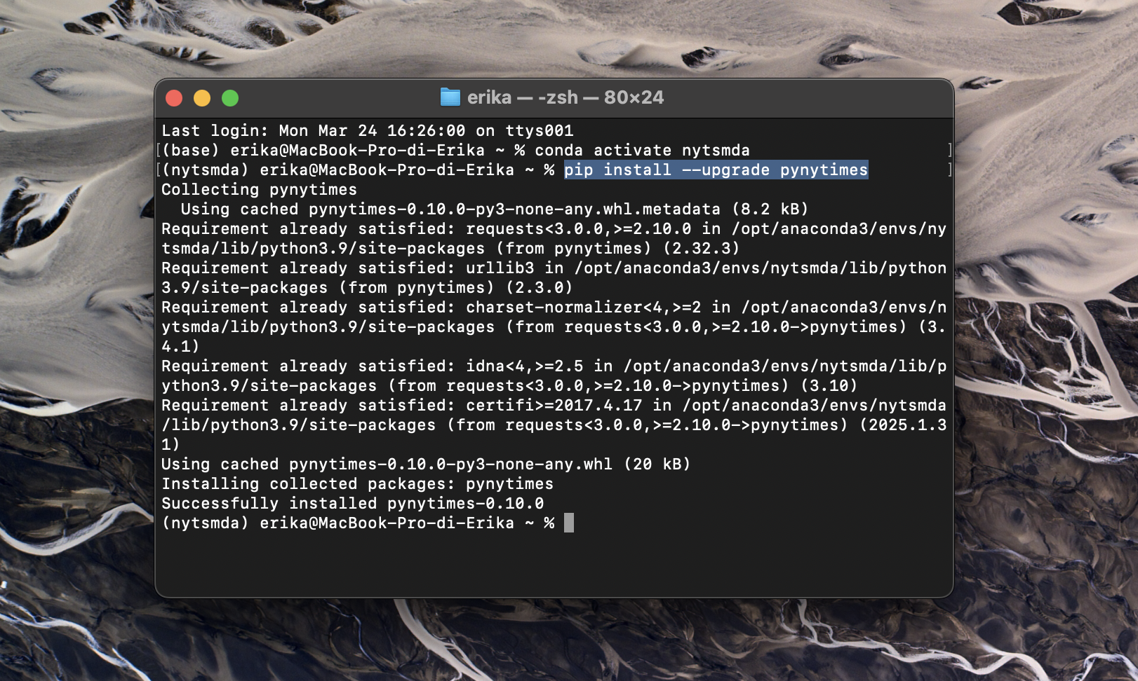 installazione pynytimes
